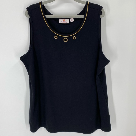 Quacker Factory Tops - Quacker Factory Rhinestone Grommet Tank XL